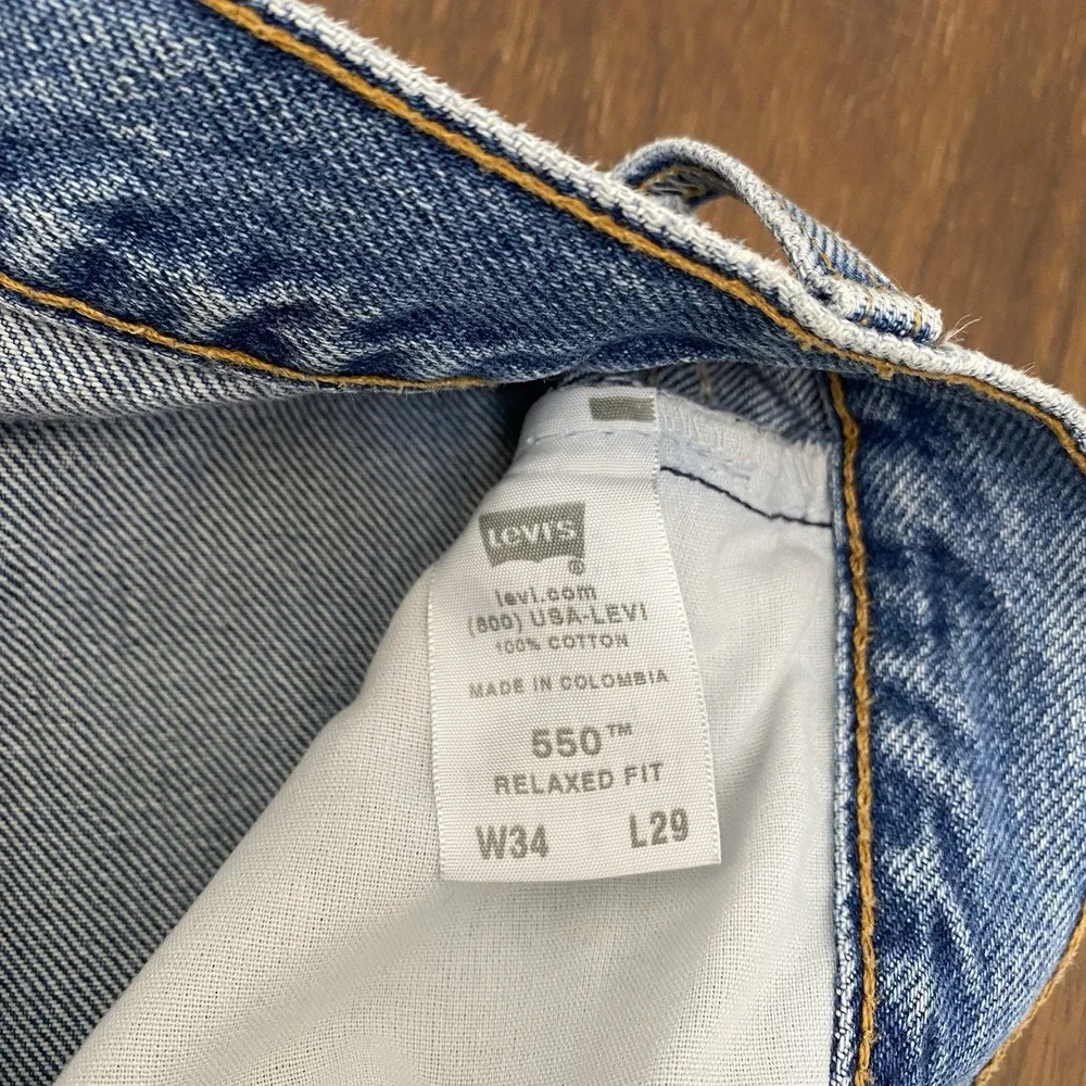 VTG 1999 Levi's 550 Jeans Men's 34x29 Blue Relaxed Fit Straight Leg Denim Y2K